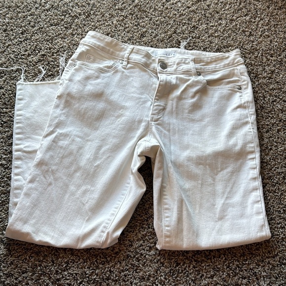 LOFT Women's White Ankle Jeans with Frayed Hem Jeans - Picture 5 of 13